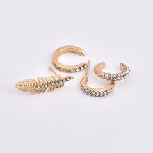Rhinestone leaf ear cuffs